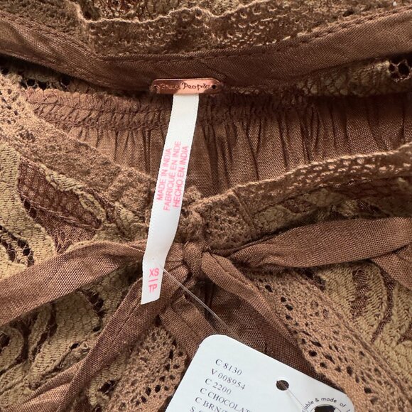 NWT Free People Lenna Slip Dress Jacket Two Piece Set Lace Chocolate Brown XS - Picture 10 of 11
